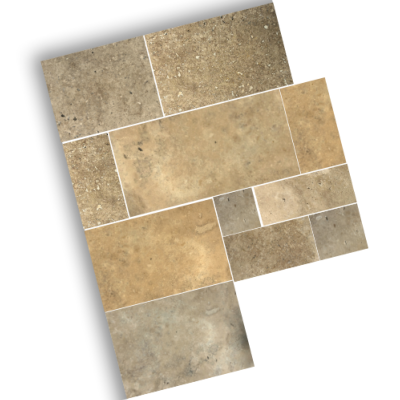 Carrelage (Dallage) Travertin 1er choix -MIX 1 mix nuancé Opus x1,2cm 