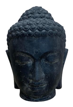 Tête de Bouddha en béton noir